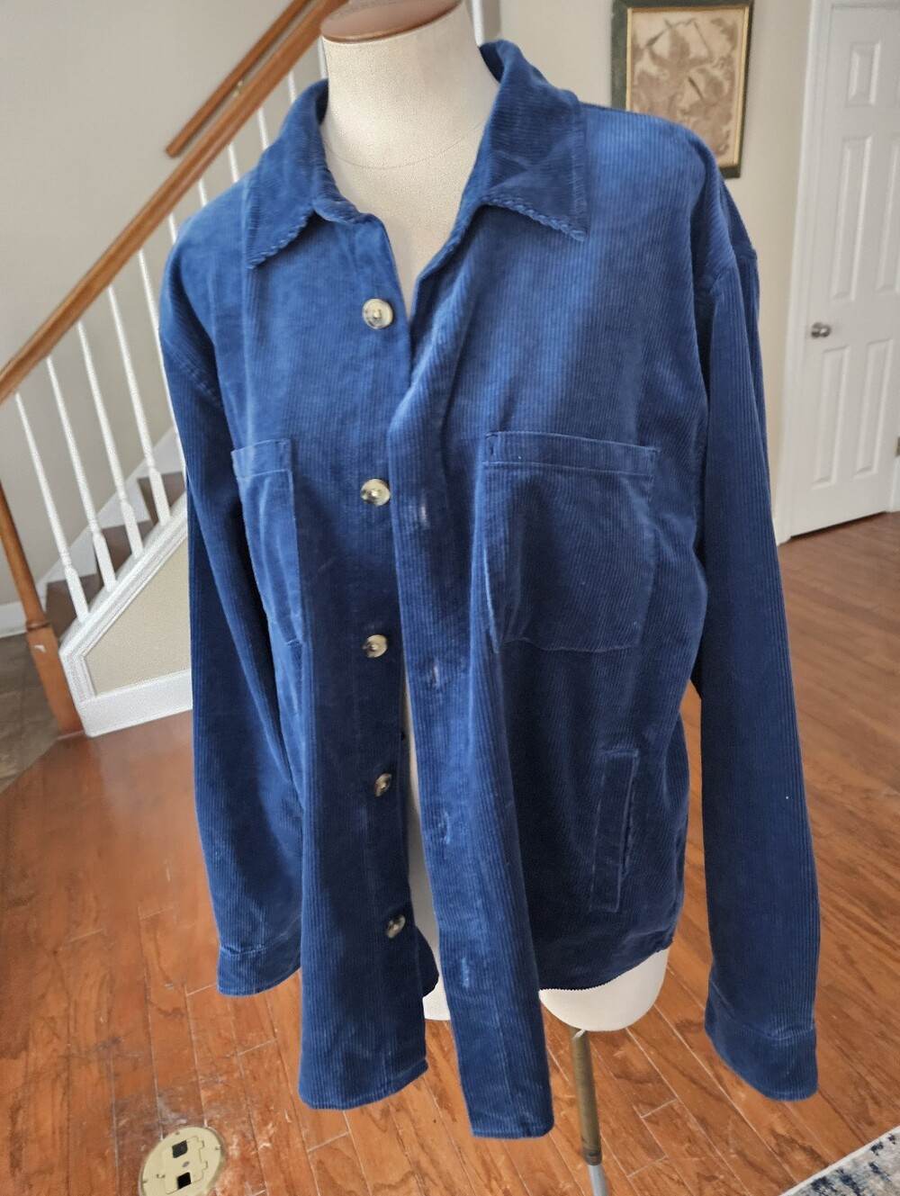 Goodfellow Corduroy Blue Shacket Large - Picture 2 of 4